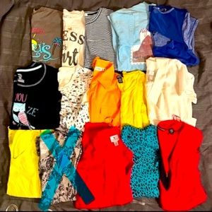 Juniors women’s small medium large XL tops bundle of 15 short and long sleeve